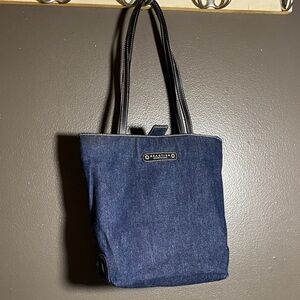 Kenneth Cole Reaction Reversible Blue Denim to Black Nylon Purse